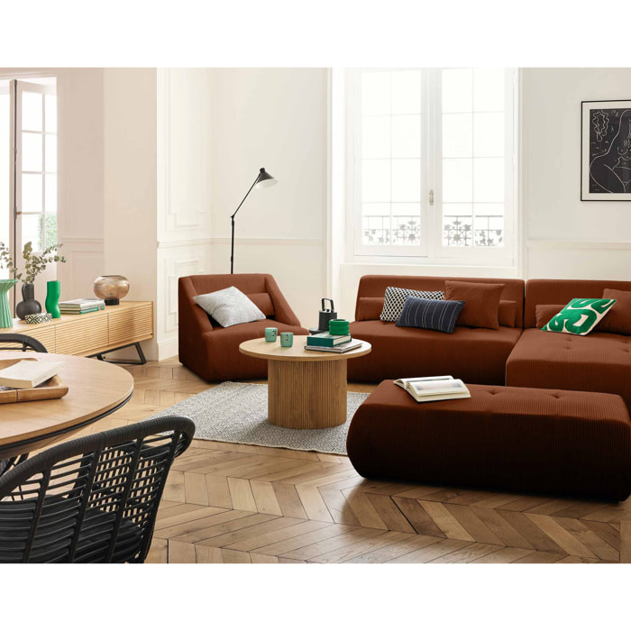 Onyx - canapé modulable d'angle droit - 5 places - en velours côtelé - Terracotta