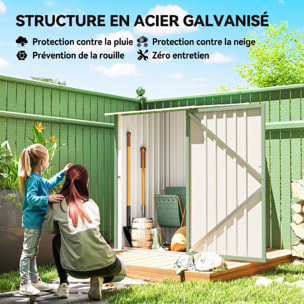 Abri de jardin - remise pour outils - cabanon porte verrouillable - dim. 1L x 1,03l x 1,6H m - tôle d'acier ondulée vert