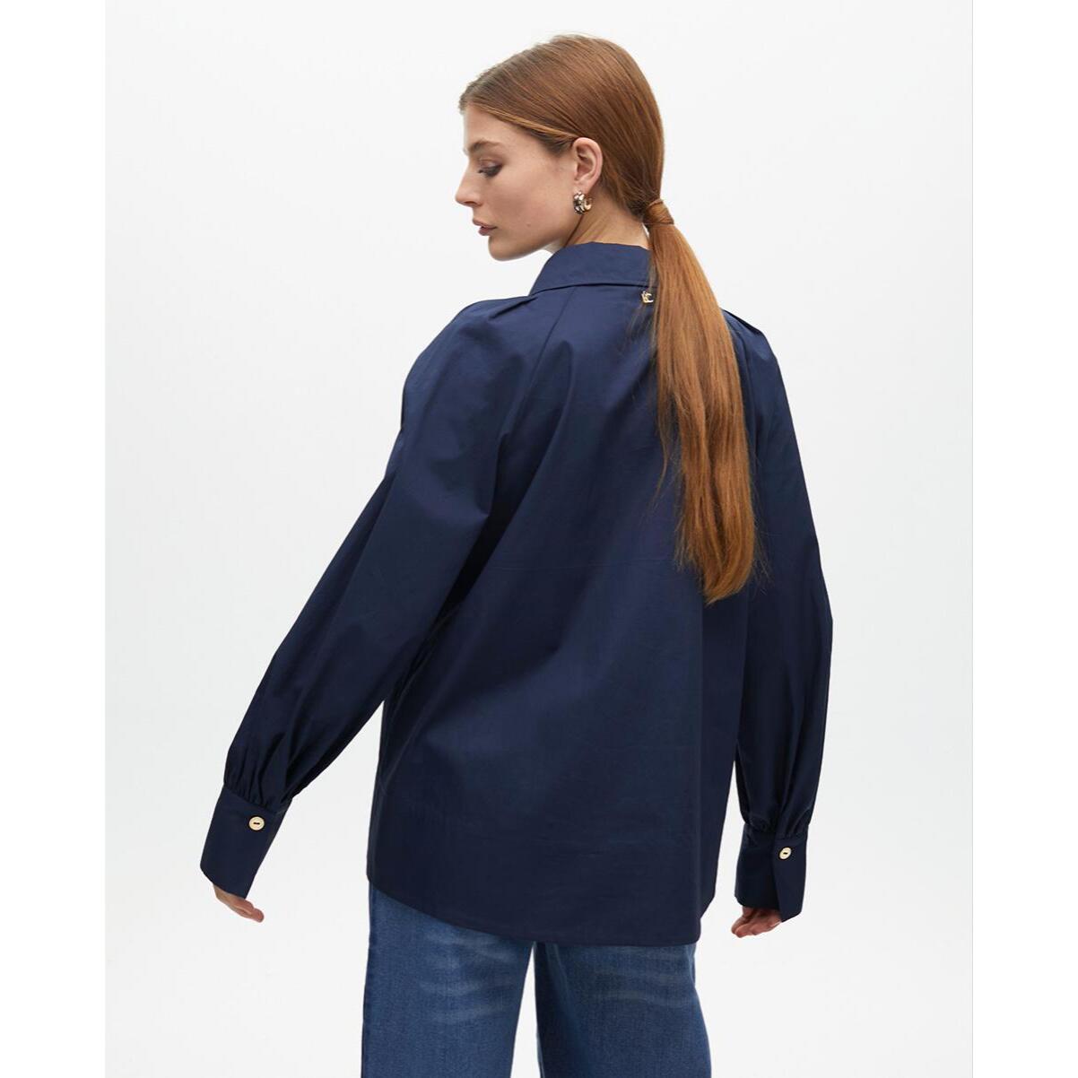 Camicia in popeline con maniche a sbuffo