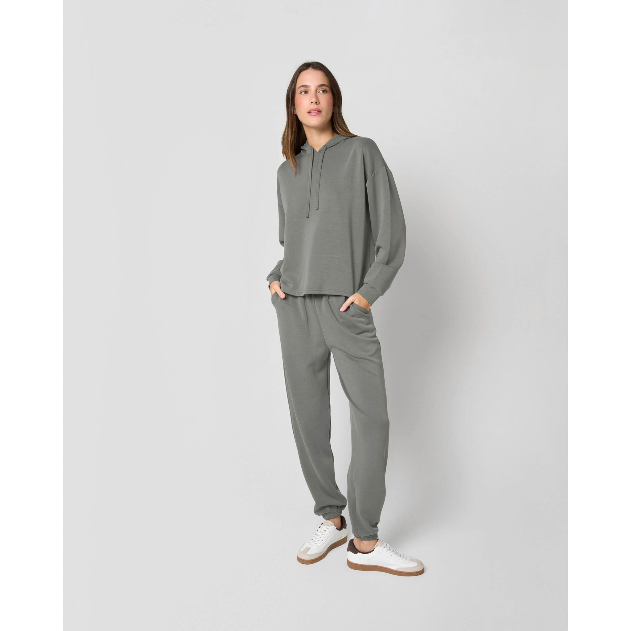 Felpa con cappuccio in stile modal da donna acquamarina