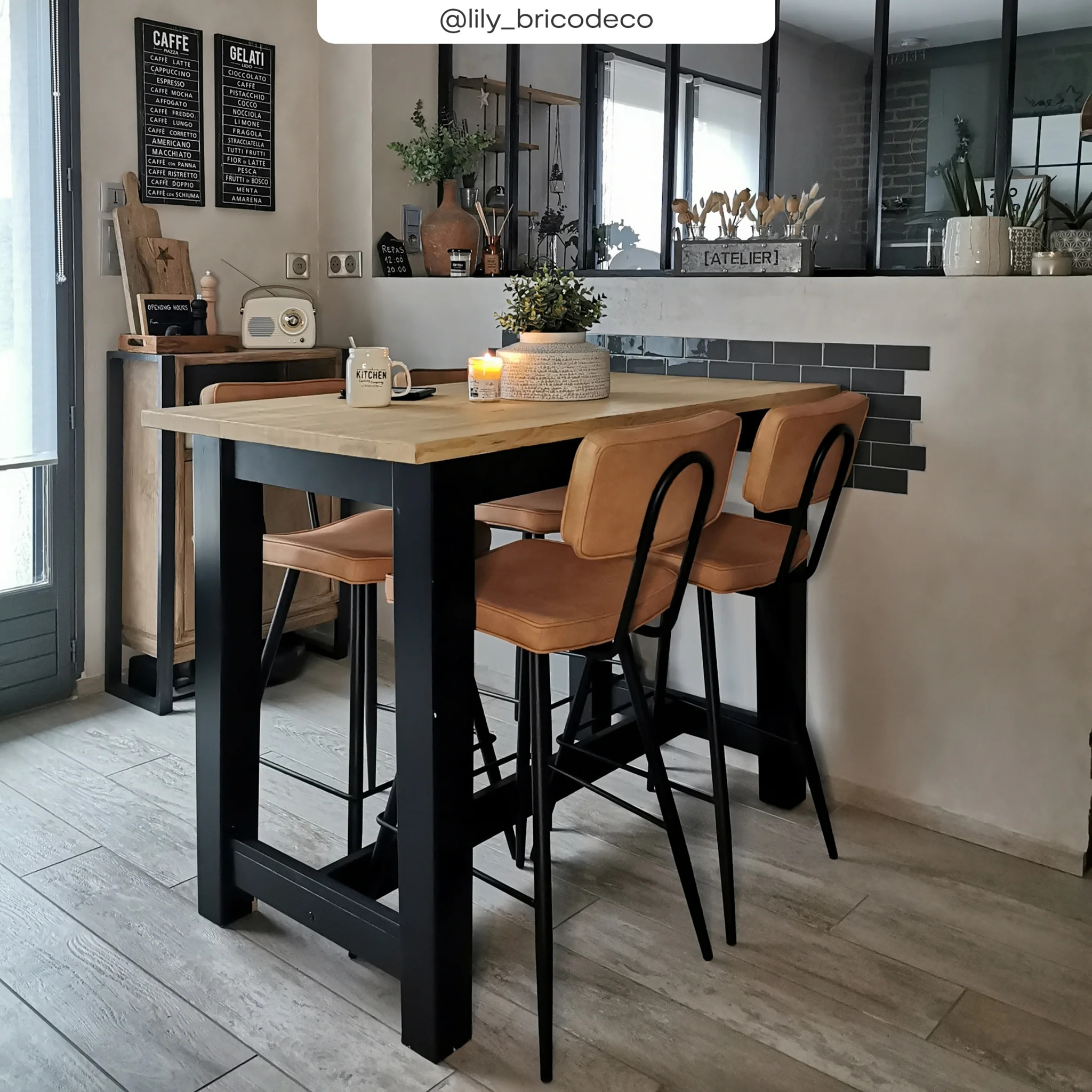 Lot de 2 chaises pour îlot central 66 cm en cuir synthétique camel - Texas