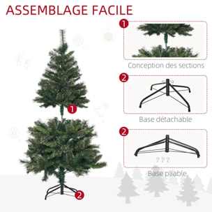 Sapin de Noël artificiel Ø 84 x 150H cm 665 branches épines imitation Nordmann grand réalisme vert