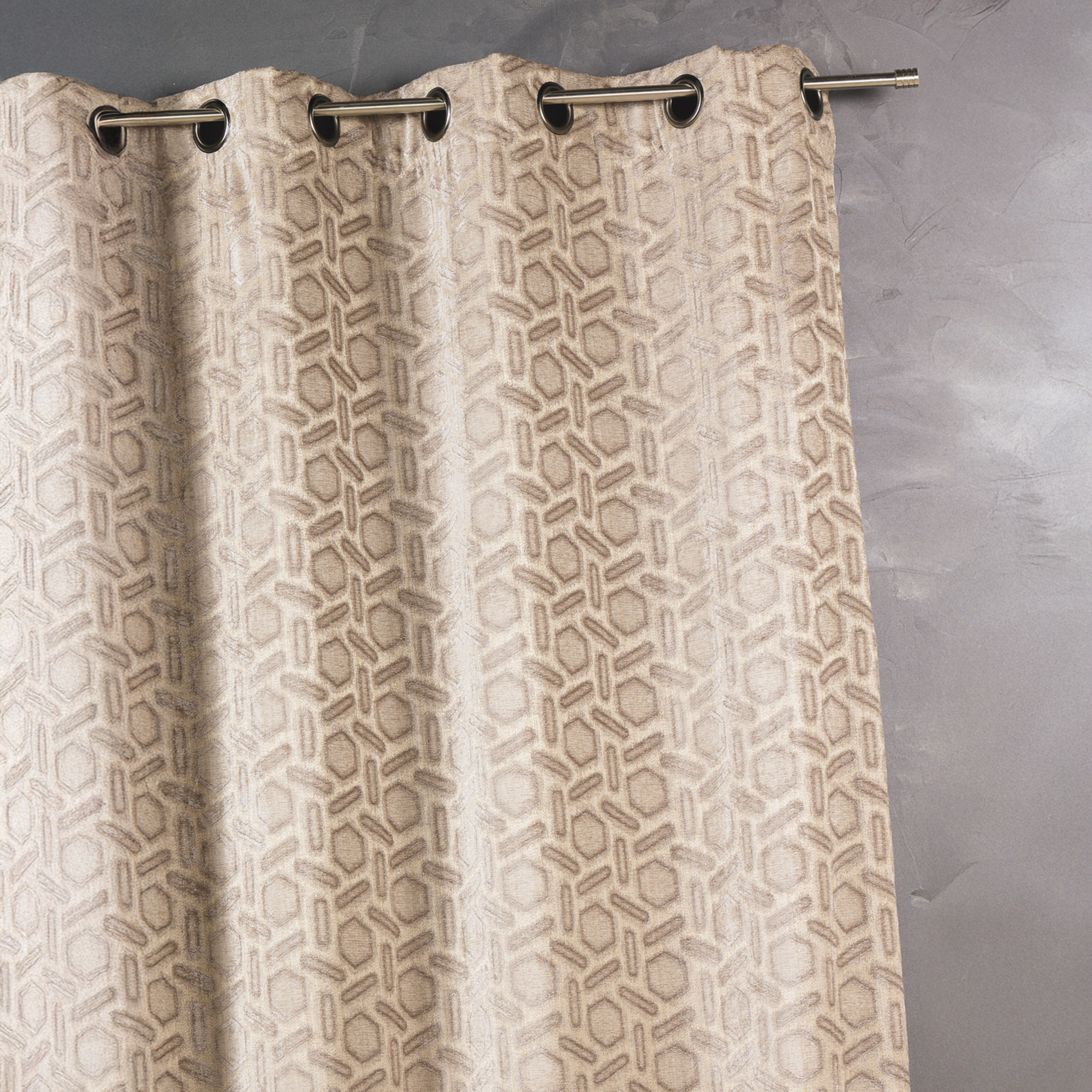 Rideau jacquard à imprimés design - Beige