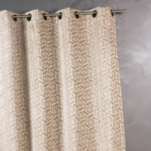 Rideau jacquard à imprimés design - Beige