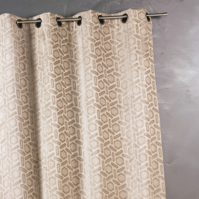 Rideau jacquard à imprimés design - Beige