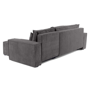 Cezanne - canapé d'angle réversible - 4 places - convertible avec coffre - en velours côtelé - Gris foncé