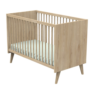 Lit bébé 60x120 sur pieds - bois décor hêtre charme