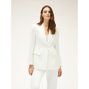 Motivi - Chaqueta de traje de botonadura simple en crepé - Blanco