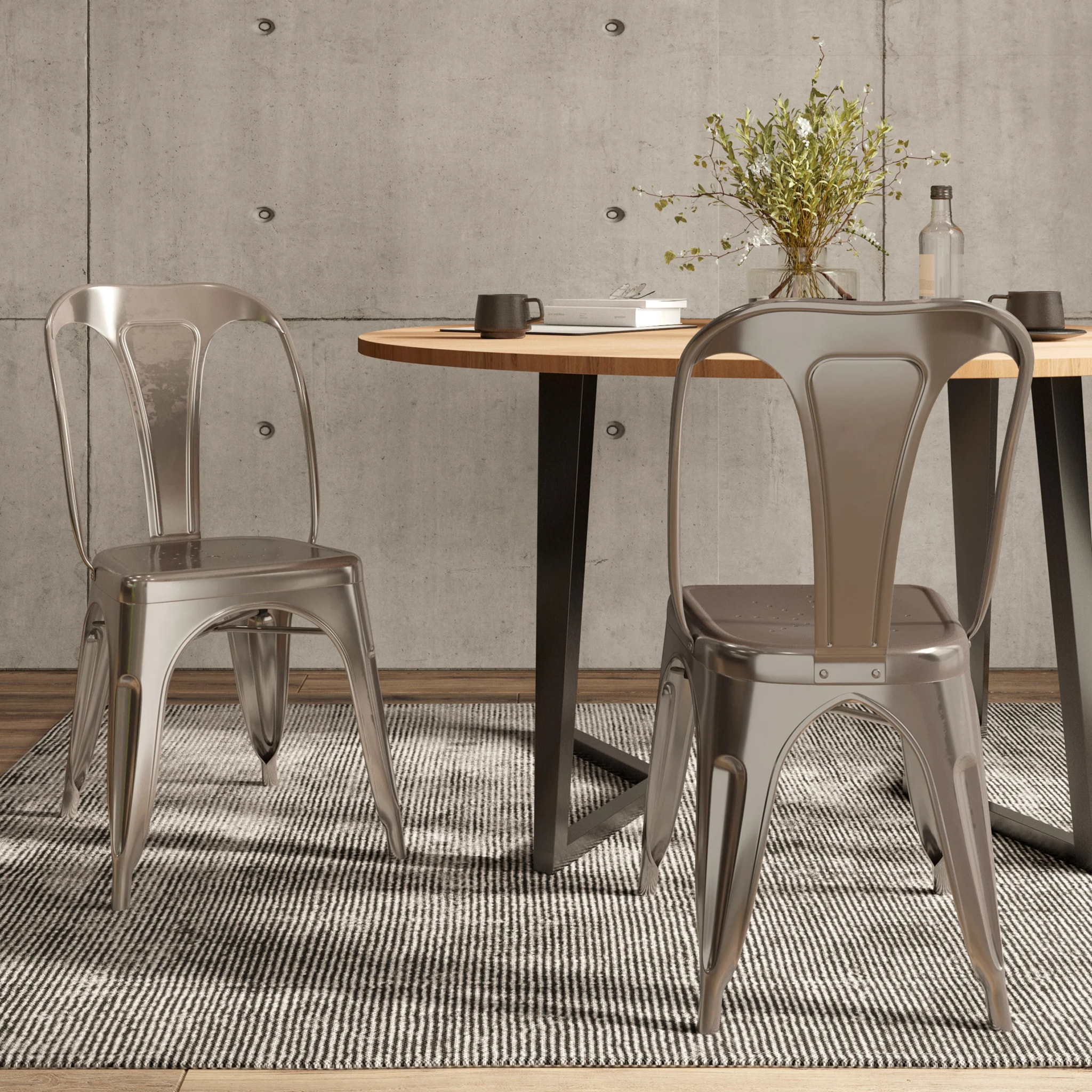 Lot de 2 chaises en métal chromé - Indus