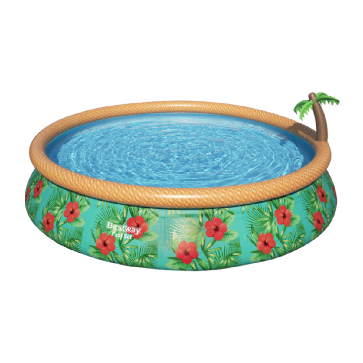 Bestway Piscine gonflable ronde Bestway Fast Set 457 x 84 cm décor tropical