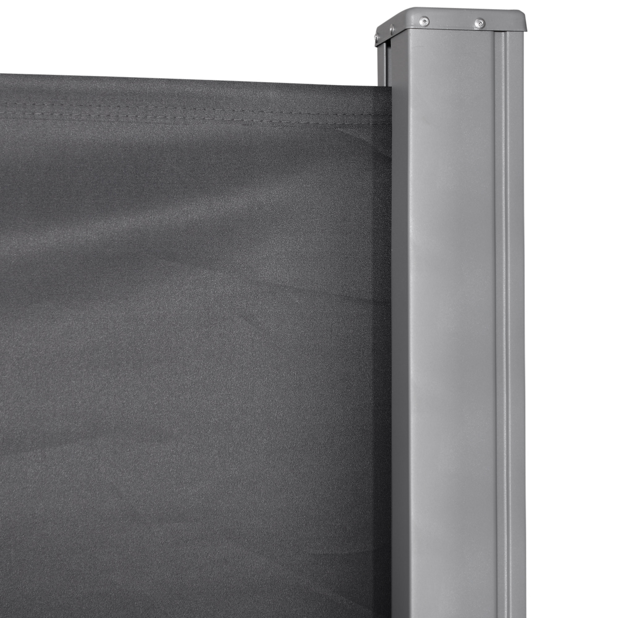 Store latéral brise-vue paravent rétractable dim. 3L x 1,6H m métal polyester imperméable anti-UV haute densité 180g/m² gris