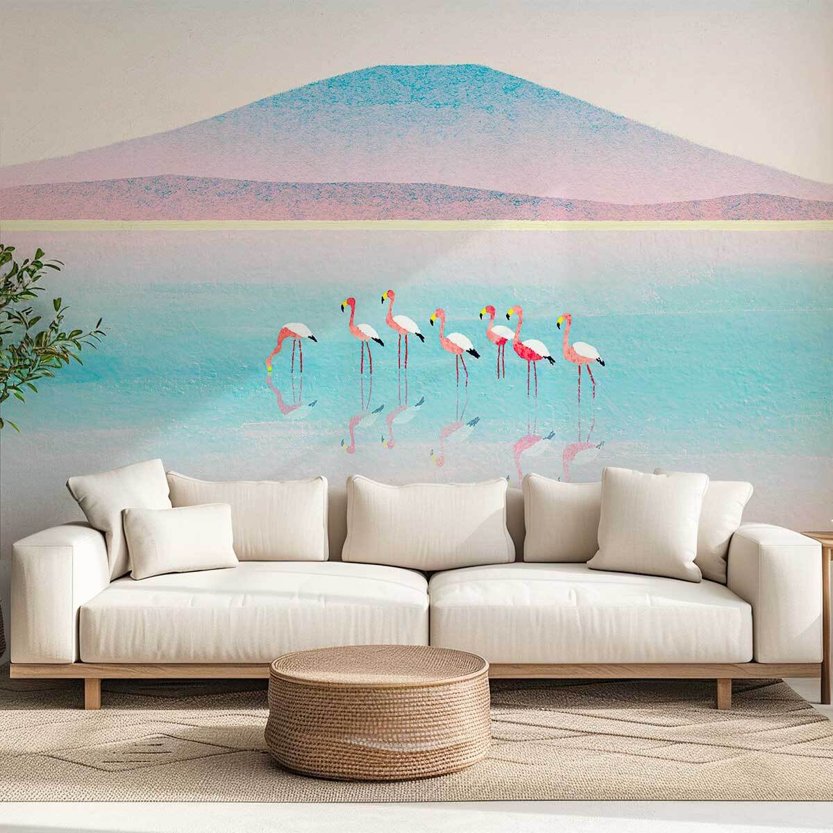 Papier peint panoramique flamands rose en Croatie Intissé