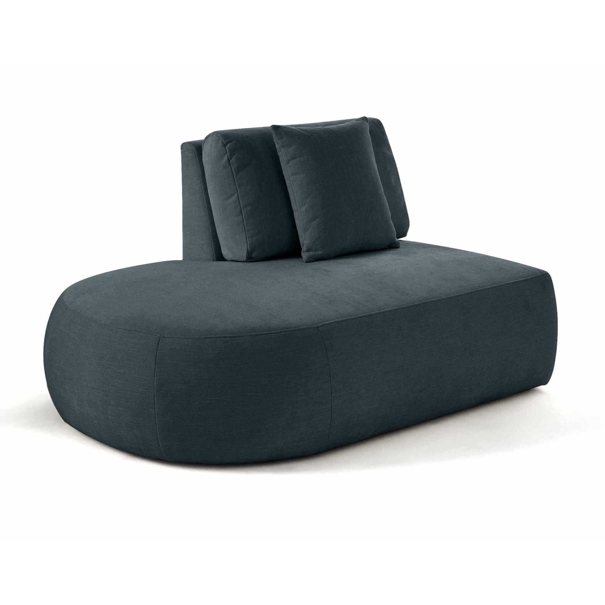 Santorini - module d'assise gauche - en tissu texturé - Bleu grisé