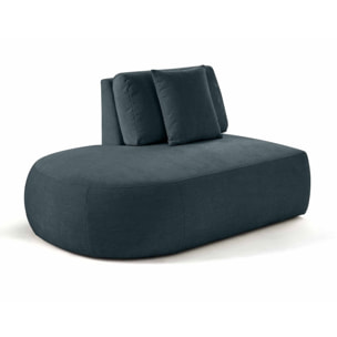 Santorini - module d'assise gauche - en tissu texturé - Bleu grisé