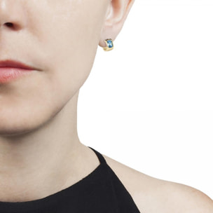 Pendientes Galia azul brass bañado en oro amarillo 18K y cristales de Swarovski