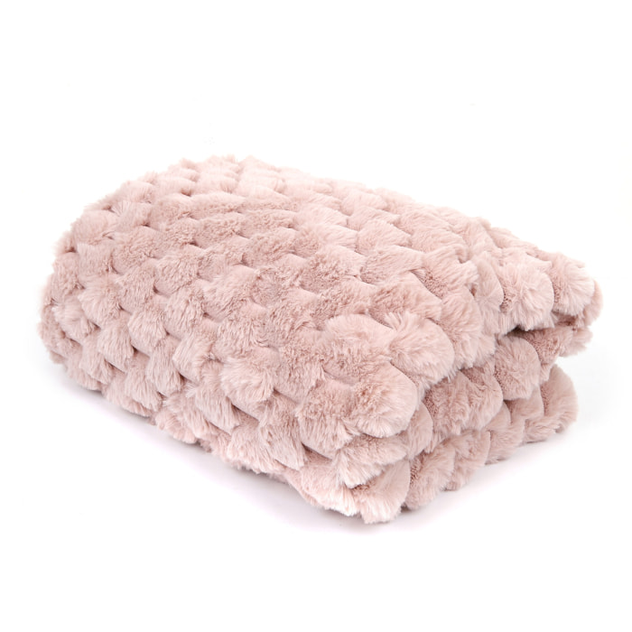 Plaid - HOME DECO FACTORY - Opulence - Imitation Fourrure - Rose