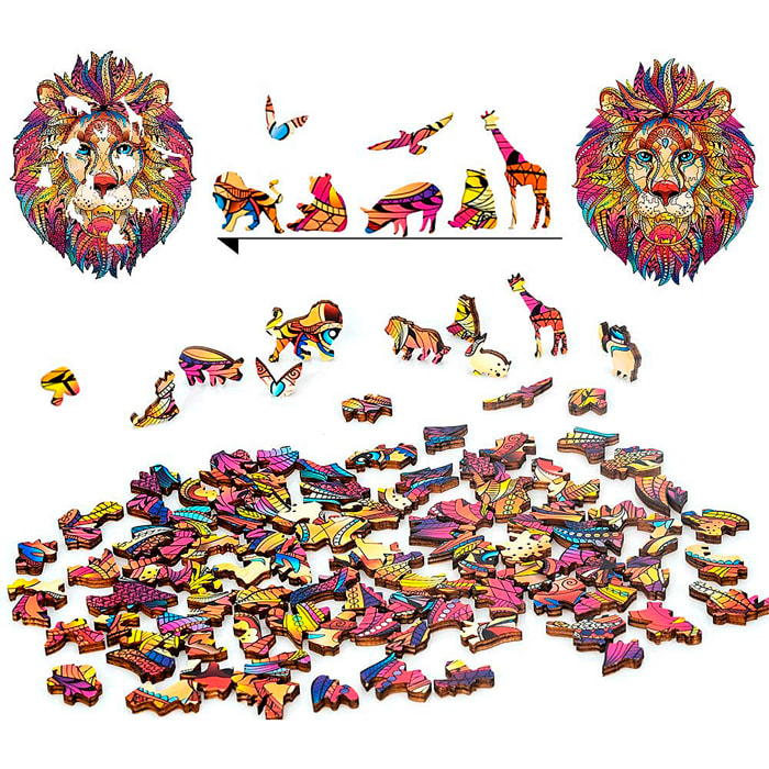 Puzzle in Legno con design di Leone. 200 pezzi.