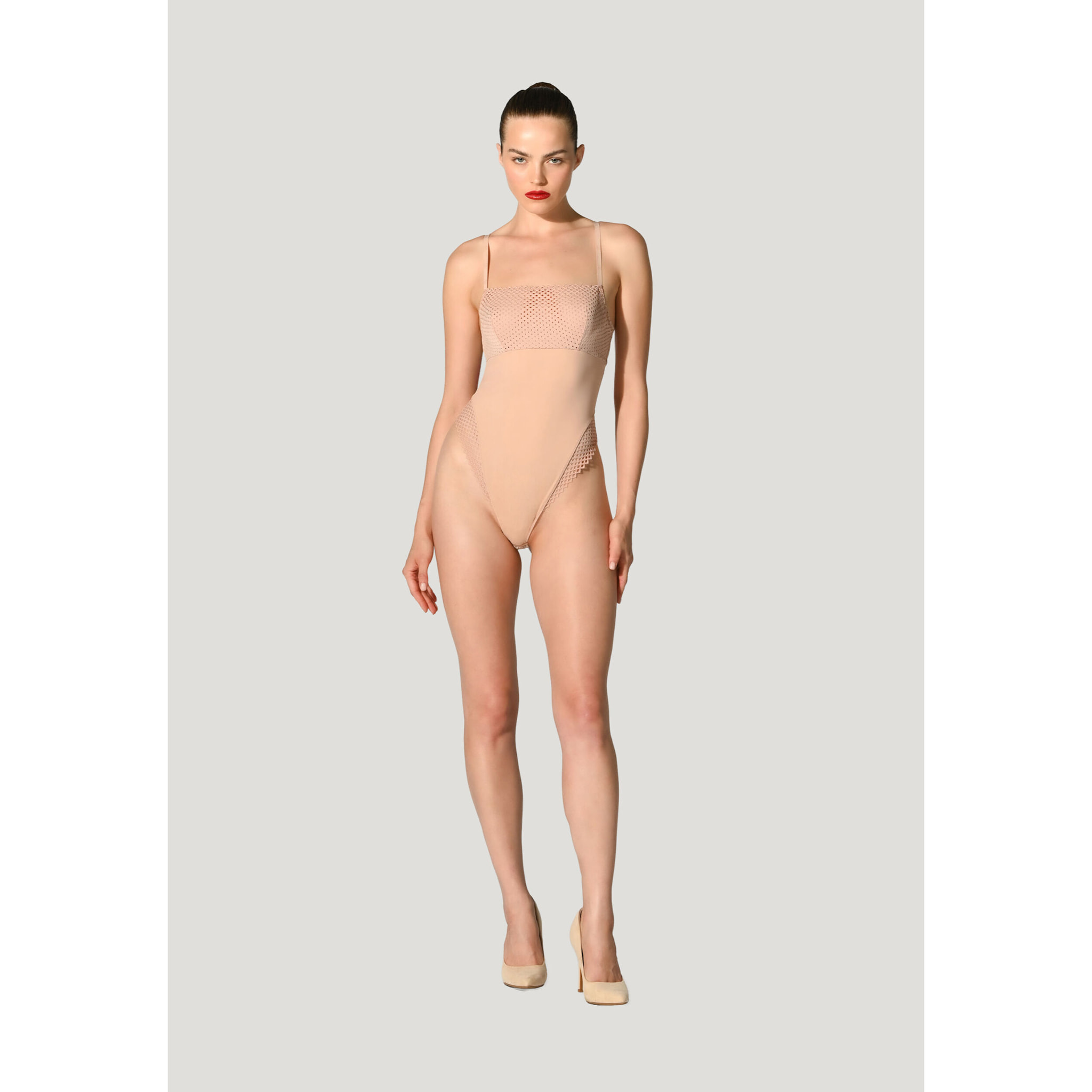 Body Sheer Opaque Romantic Net Bodysuit