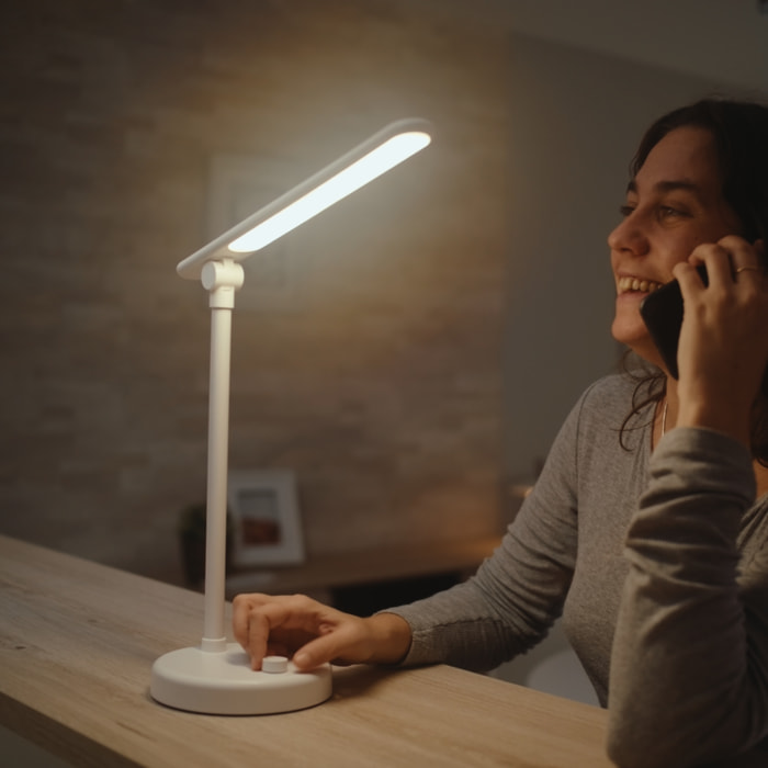 Forlight Page Lámpara Flexo de Escritorio LED con Batería Luz Neutra de Intensidad Regulable. Flexo para Escritorio Blanco