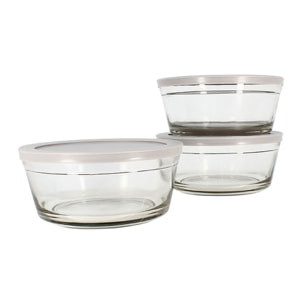 Set de 3 bols en verre avec couvercle 940ml CASSIS