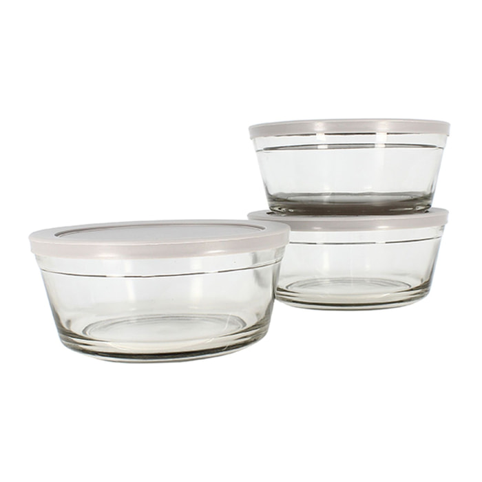 Set de 3 bols en verre avec couvercle 940ml CASSIS
