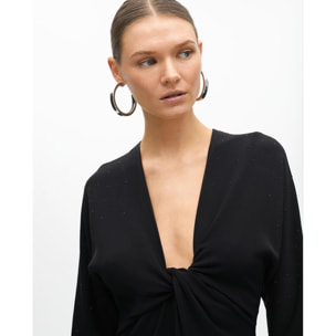 Abito in maglia con dettagli in strass sulle spalle