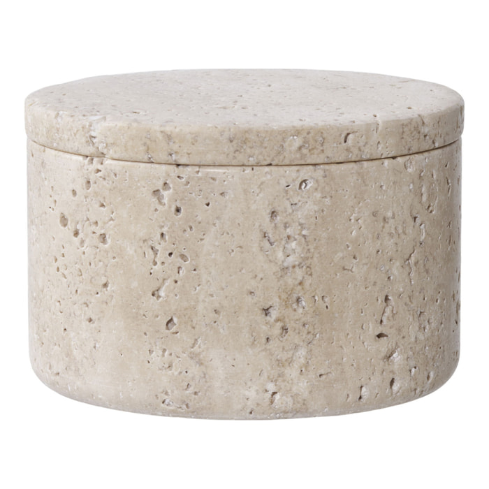 Portagioie in travertino naturale con coperchio ø10x6,5 cm