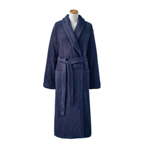 Peignoir de bain uni en coton, AQUA, Bleu nocturne