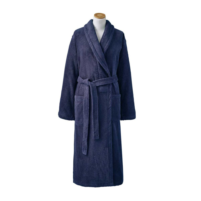 Peignoir de bain uni en coton, AQUA, Bleu nocturne