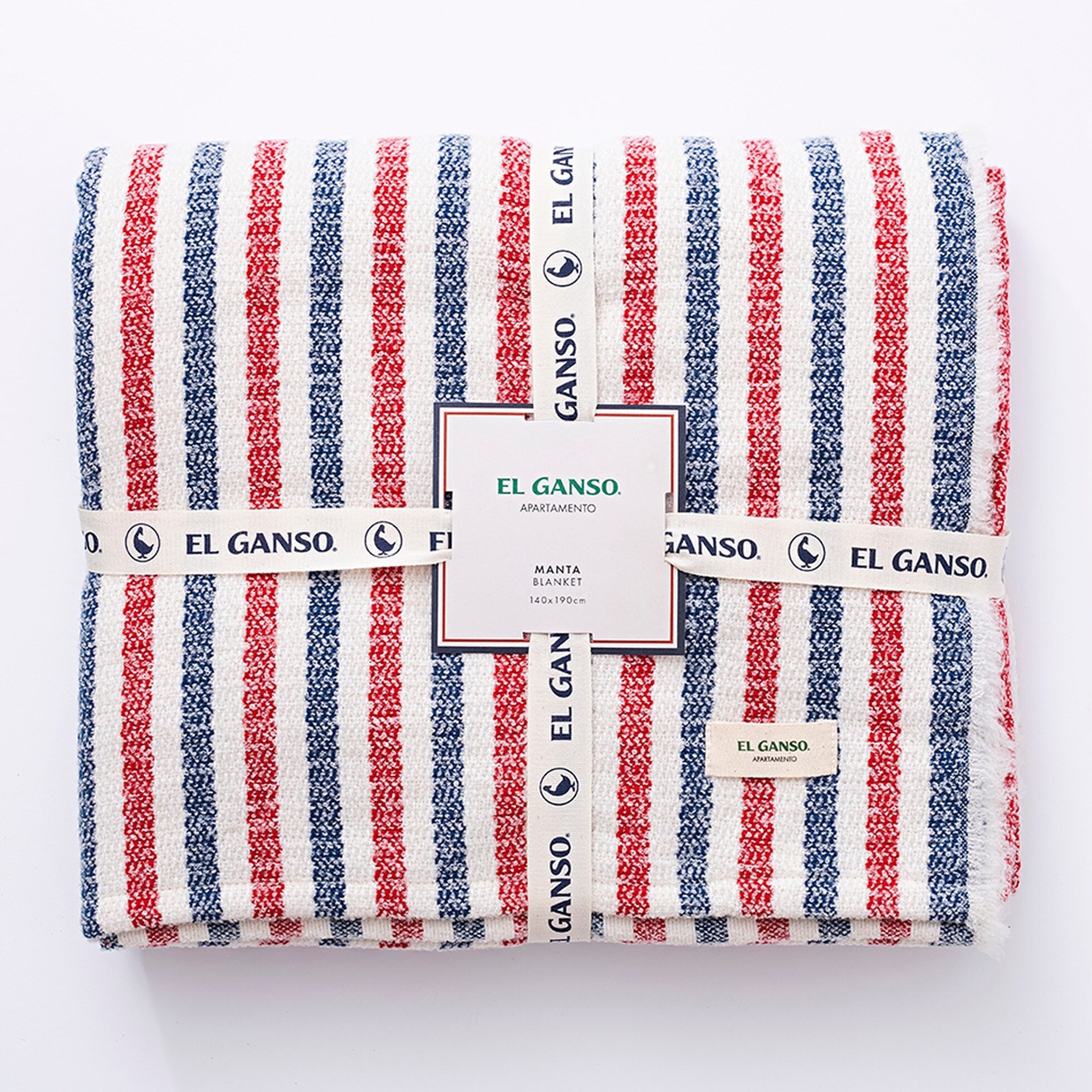 Manta de punto 140x190cm acrílico 340gr en hilo teñido cuadros el ganso