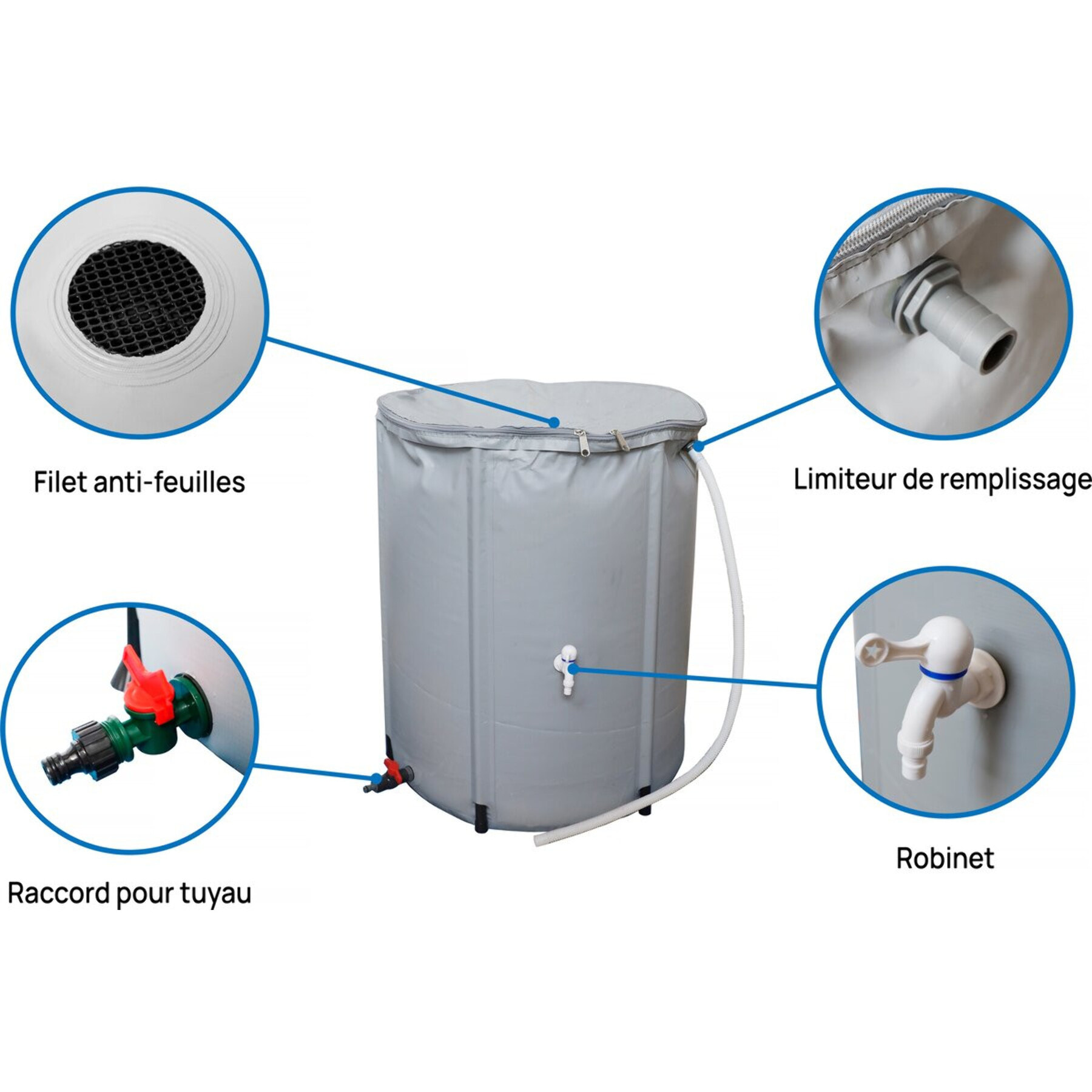 Abri jardin métal "Dallas" - 5,29 m² avec gouttière et récupérateur d'eau - Taupe