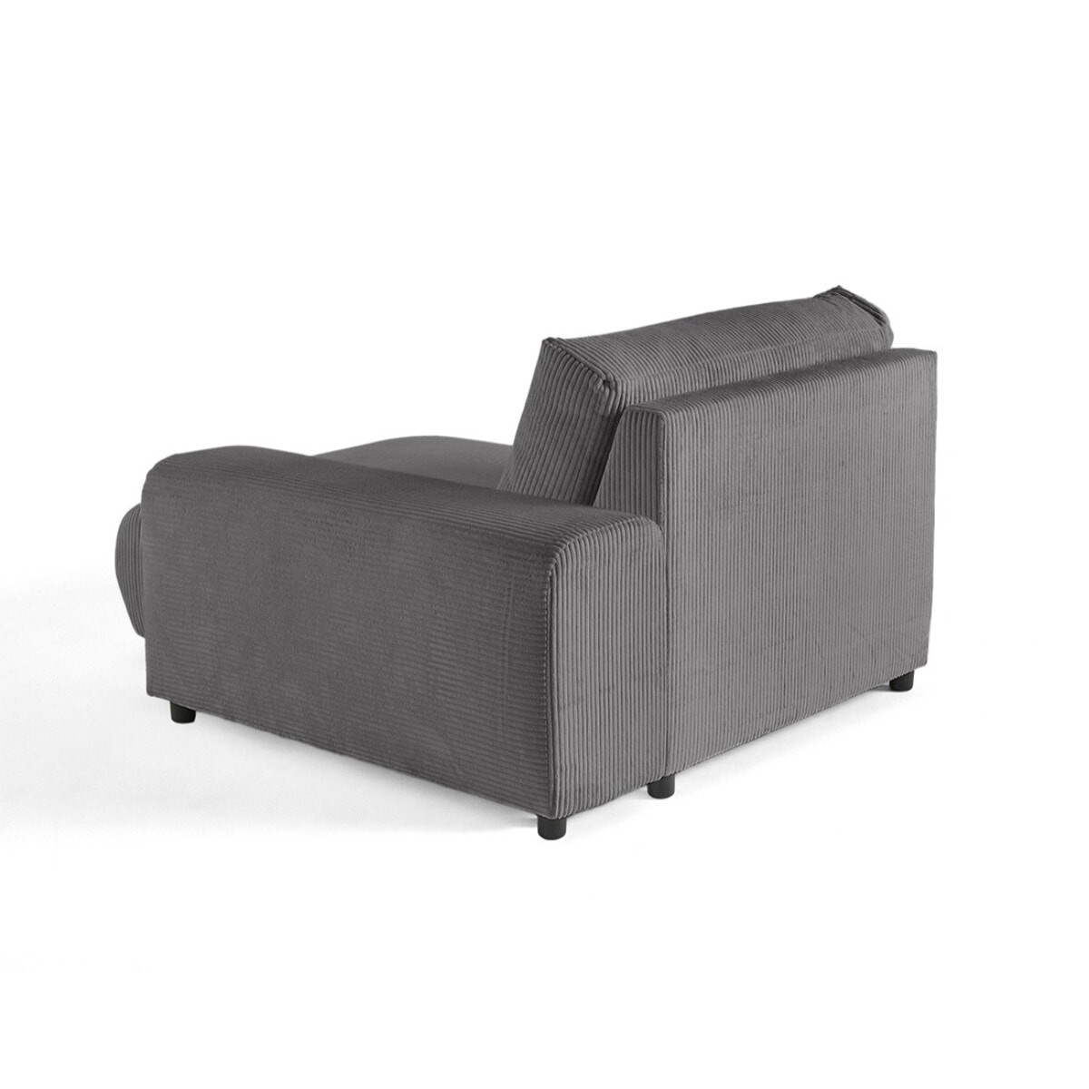 Garance - module d'assise méridienne droit - en velours côtelé - Gris foncé