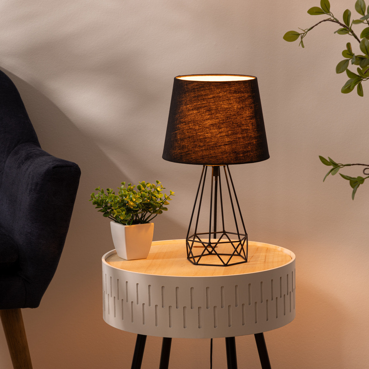 Lampe filaire "Moca" noire - métal H35 cm
