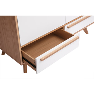 Armoire design avec penderie finition bois clair et blanc mat L120 cm HELIA