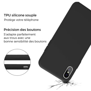 Coque iPhone X/XS Silicone Liquide noir avec vitre de protection en verre trempé