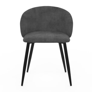 Chaises Léona velours et pieds métal - Gris