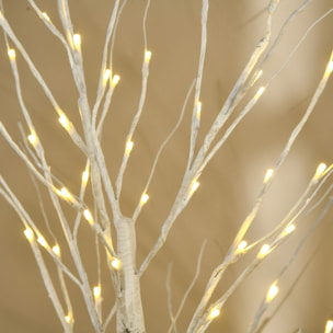 Árbol de Abedul Altura 180 cm con 96 Luces LED IP44 Blanco Cálido Ramas Flexibles y Base Lámpara de Árbol Decoración Navidad para Interiores 22x22x180 cm Blanco