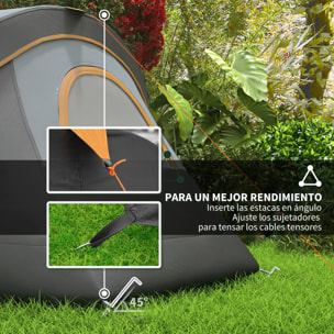 Tienda de Campaña Familiar para 5 Personas Tienda de Acampada de Túnel Impermeable 3000mm+ Tienda de Camping con Bolsa de Transporte y Gancho para Pescar Senderismo 455x220x180 cm Gris