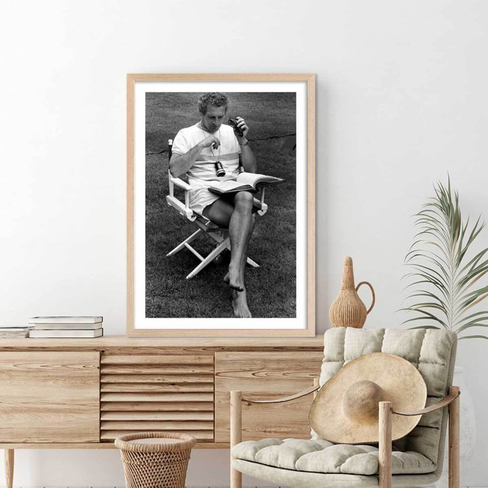 Affiche acteur célèbre Paul Newman, 1970 Affiche + cadre en bois - Chêne