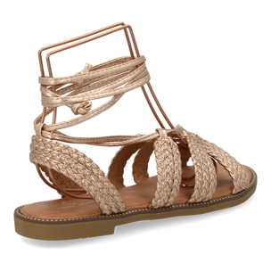 Sandalias planas para mujer, comodas y elegantes, diseño moderno con cordones atados al tobillo