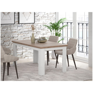 Table de repas extensible 160/206cm en bois effet chêne blanchi - ILONA