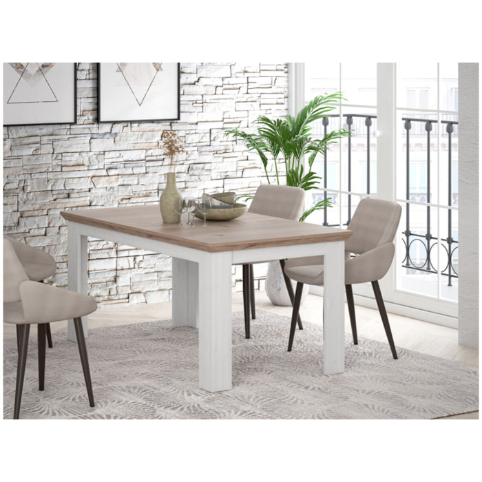 Table de repas extensible 160/206cm en bois effet chêne blanchi - ILONA