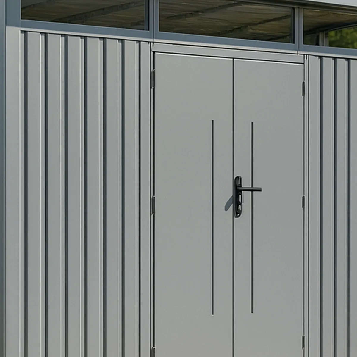 Abri de jardin métal Aluminium Blanc 7.45m² toit plat + kit d'ancrage