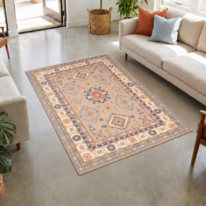 Tapis salon au motif géométrique, noué à la main, INEVOJI