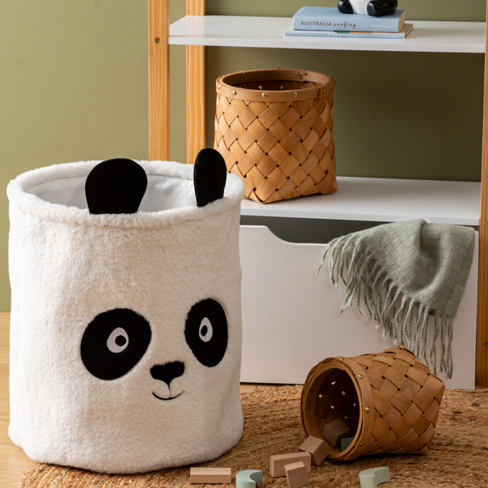 Bac à jouets panda "Andy" noir & blanc D35x40cm