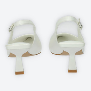 Décolleté sling back Donna Tata Italia Bianco
