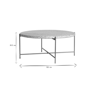 Table basse ronde design en terrazzo et métal doré D81 cm MEZZO