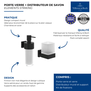 Porte-verre + Distributeur de savon VILLEROY & BOCH Elements Striking noir mat