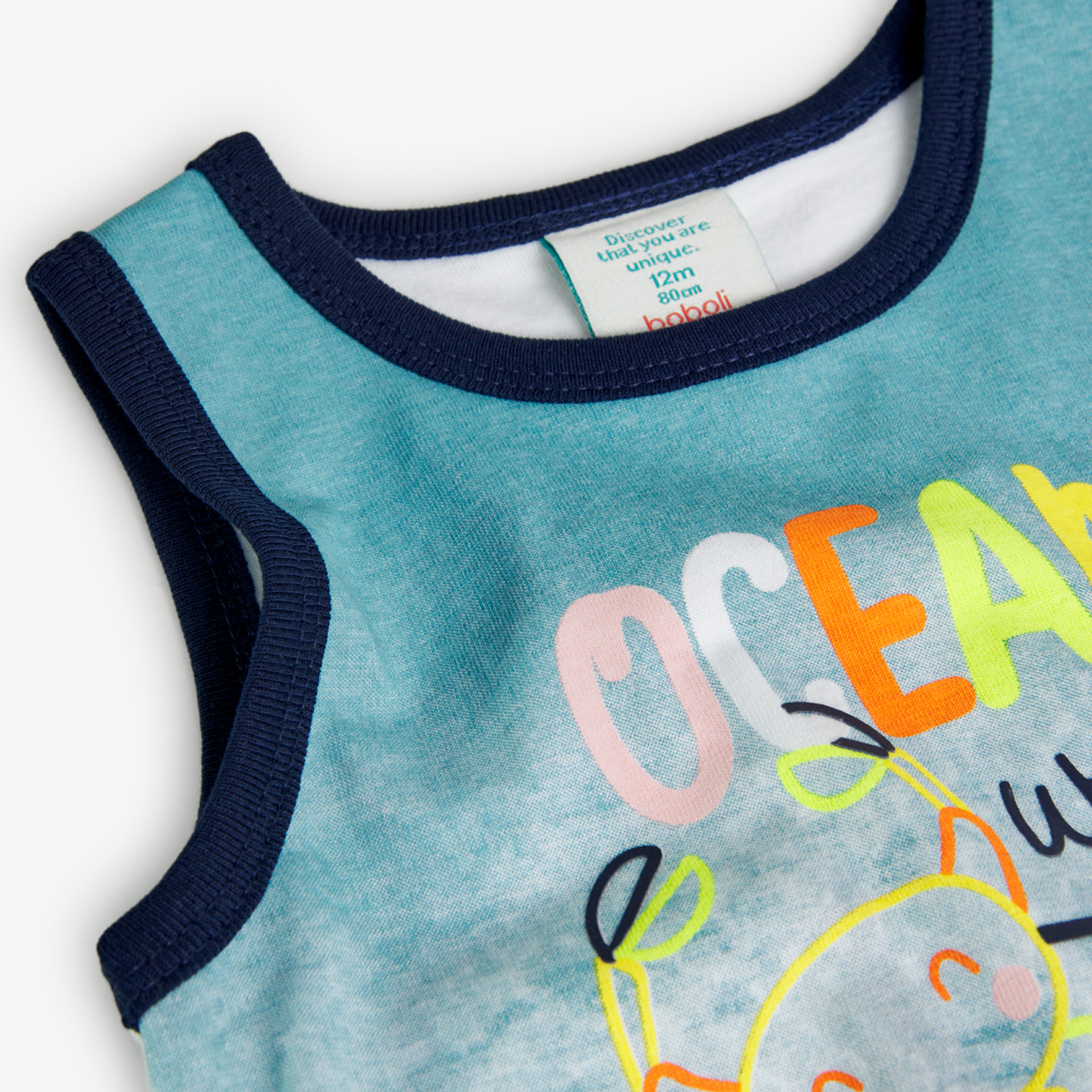 Camiseta niño, tirantes, cuello redondo estampada, blanco