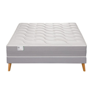 Ensemble LE PUISSANT matelas H25 ressort ensachés, mi-ferme, sommier